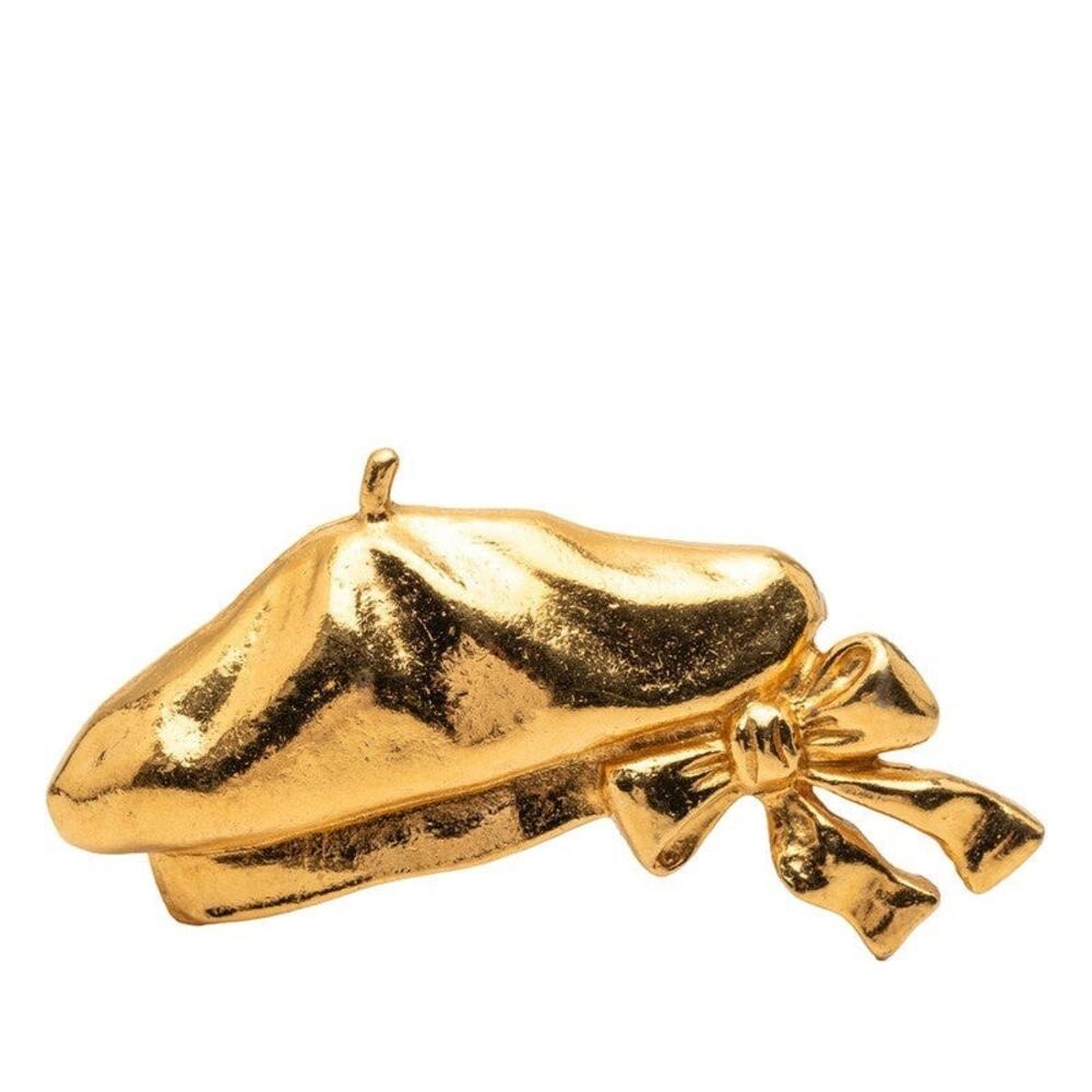 Chanel Beret Ribbon Motif Brooch Gold Plated